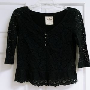 B1 - Hollister lace top in dark blue. Size XS.